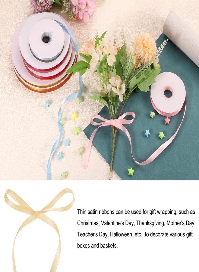 Rebower 1/4 Inch 70 Yard Satin Ribbon Thick Double Face Grosgrain Silk Ribbon, [for Gift Wrapping, Hair Bows, Wedding, Cake, Flower] - Champagne - Image 3